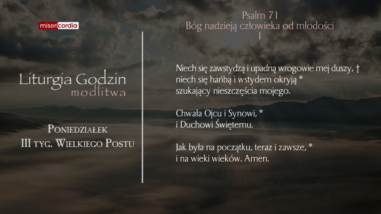 Liturgia Godzin | Modlitwa Południowa | Poniedziałek, III tyg. Wielkiego Postu