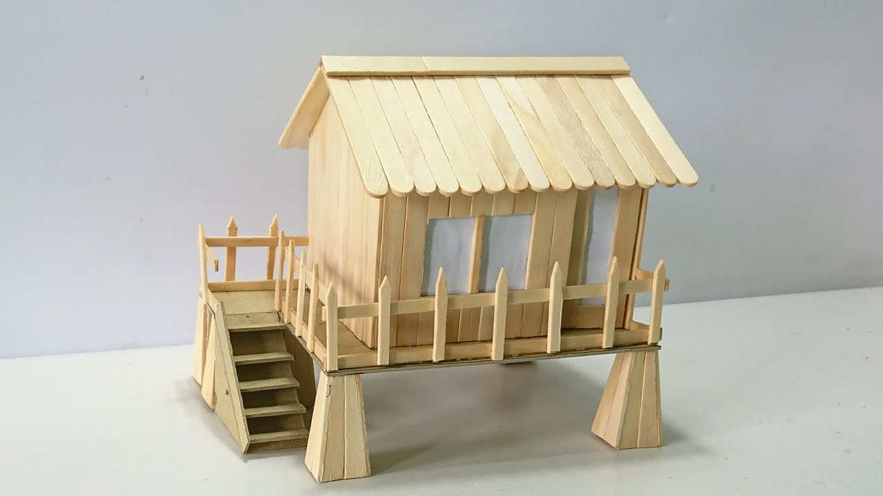 Как сделать мини-домик из палочки для мороженого и картона - Cardboard Mini House