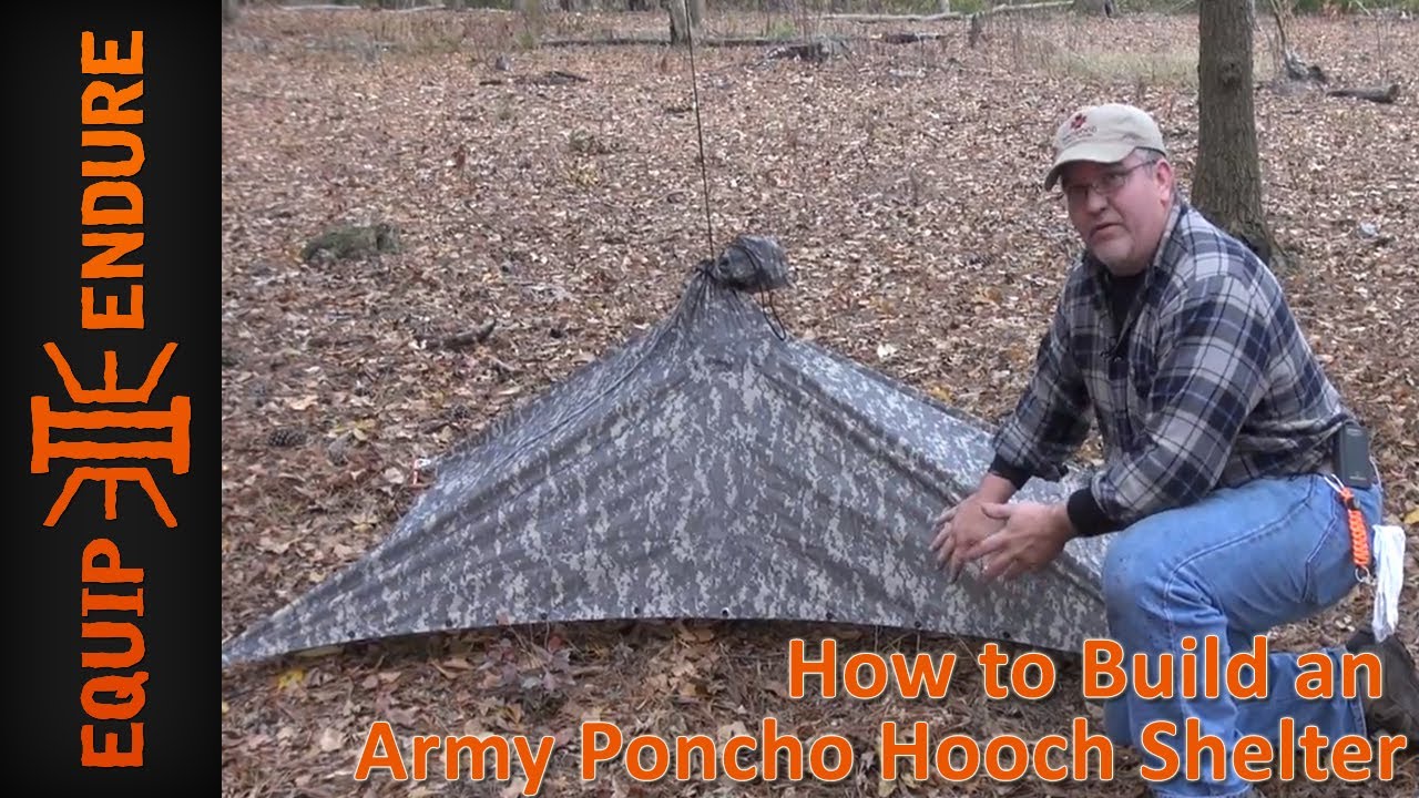 How to Build an Army Poncho Hooch Shelter by Equip 2 Endure