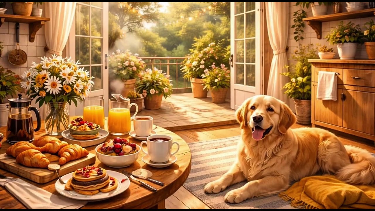 Happy Weekend Morning ☀️ Cozy Breakfast Ambience with Dog & Soft Steam Sounds