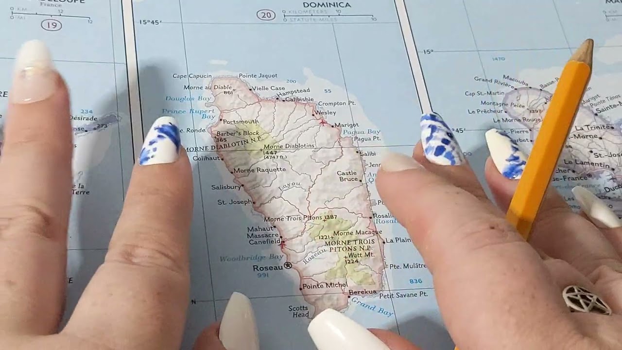 ASMR ~ Dominica History & Geography ~ Soft Spoken Map Tracing Google Earth Tablet Tapping