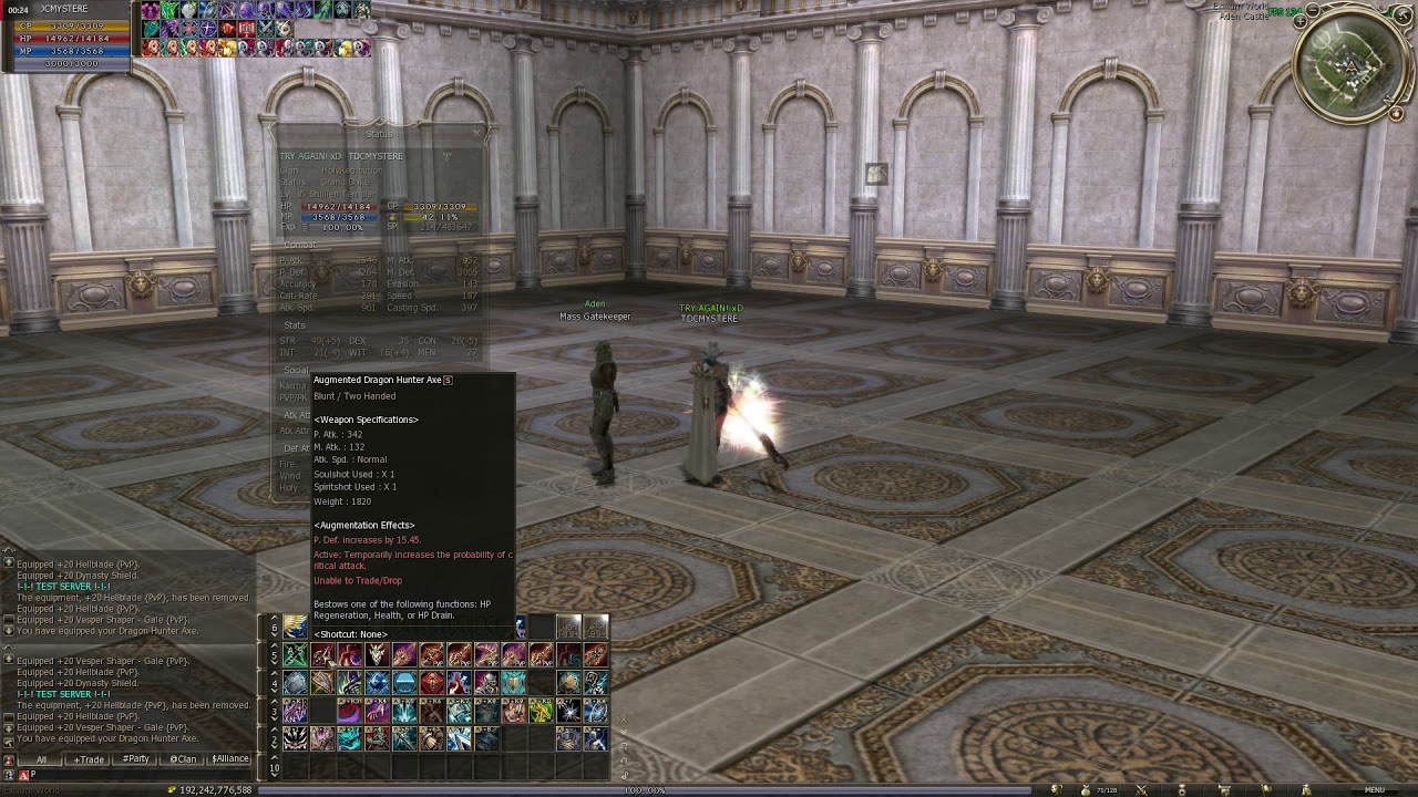 Lineage 2 Augment Crit rate active bug