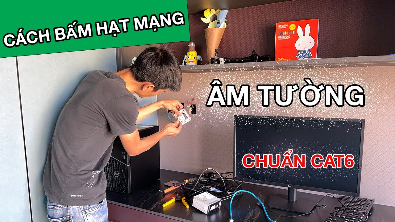 Hướng dẫn chi tiết cách bấm hạt mạng âm tường chuẩn CAT6