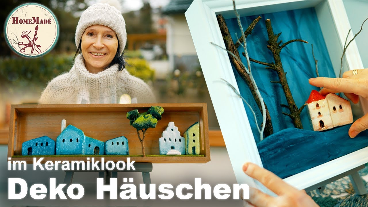 DIY | Deko Häuschen neu gedacht, kein Sägen, kein Modellieren | Keramiklook leicht gemacht