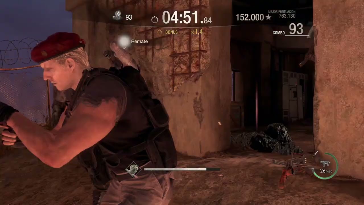 Re 4 remake mercenaries Krauser  S++ combo 150 Mapa 3 Isla