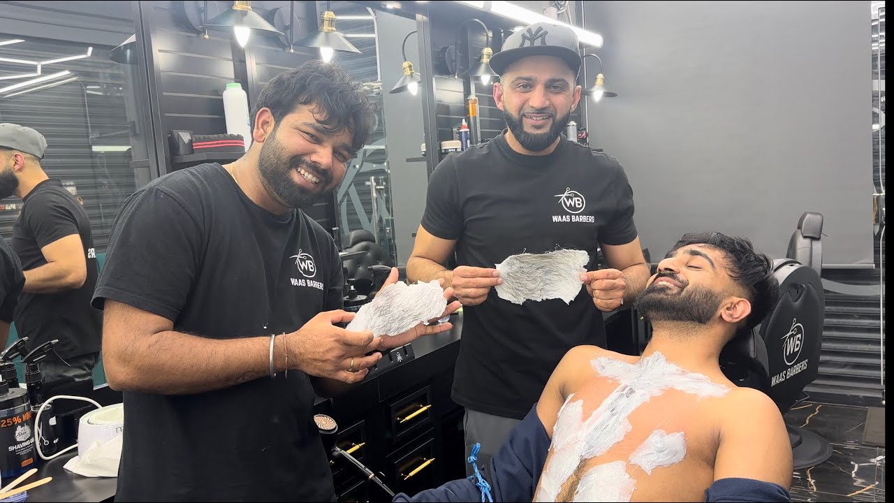 CHEST WAX PRANK (you think it’s painful or not)  #wax #waasbarbers #waas #waxing #barbers