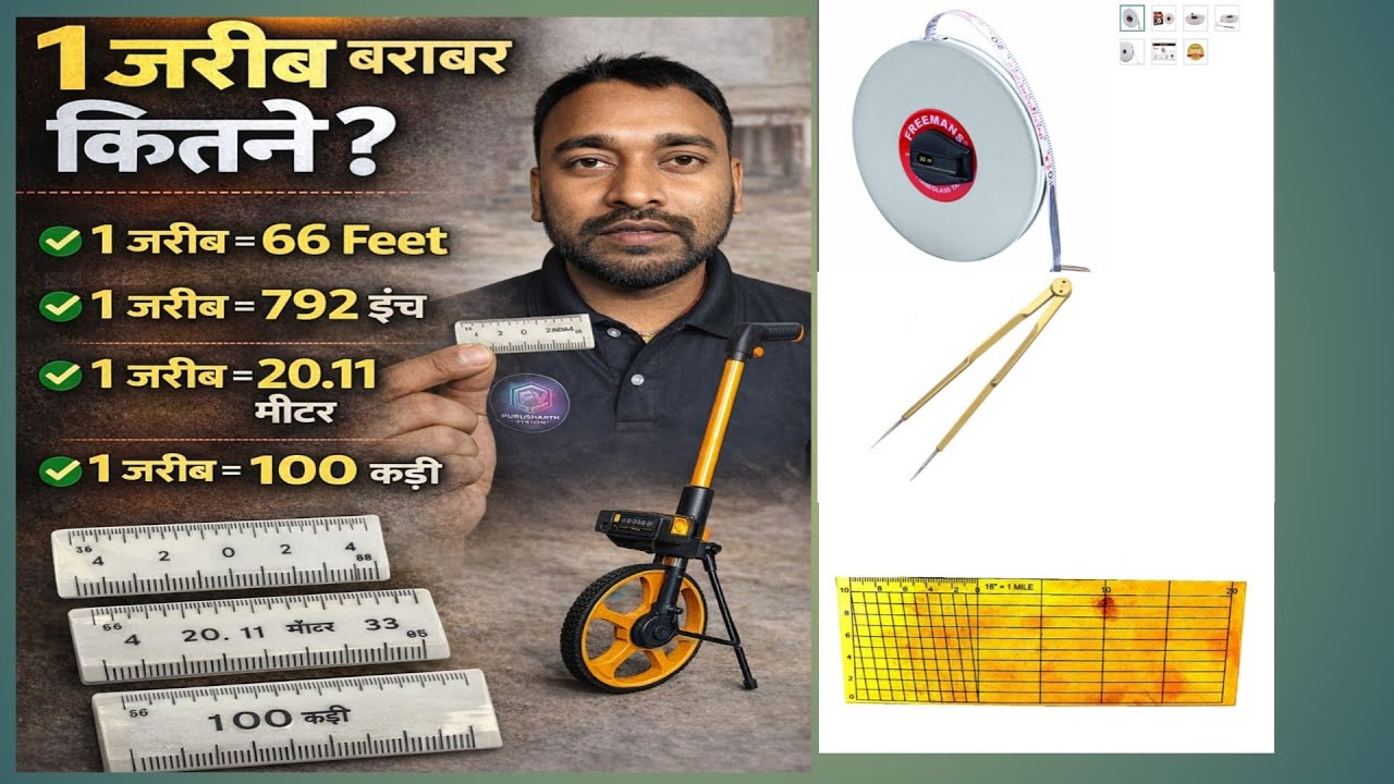 1 जरीब कितने फीट? | 1 जरीब = 66 Feet | 792 Inch | 20.11 Meter | Land Measurement Full Explain