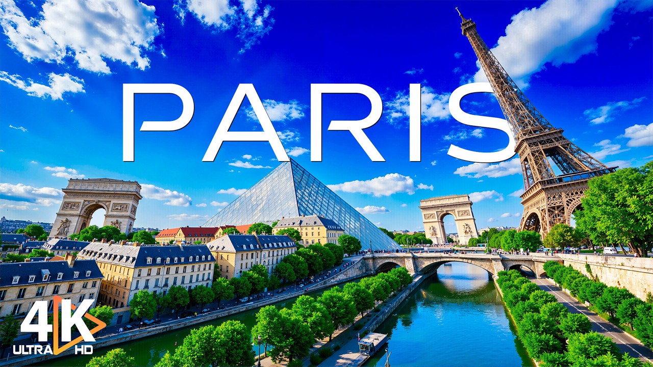 Париж: вид сверху, 4K 🇫🇷 Потрясающая Эйфелева башня, Сена и огни города | ВИДЕО 4K UHD