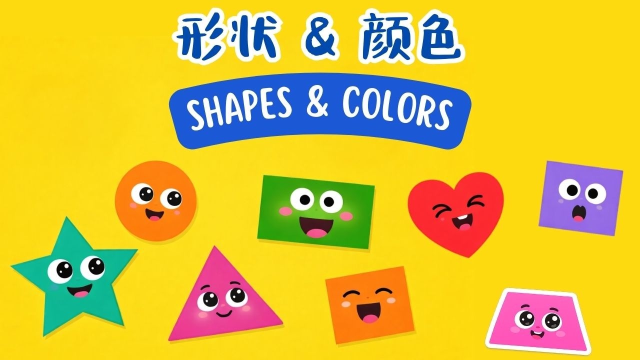 Learn shapes & colors in Chinese 🟨 🩷⭐️ Interactive lessons for Kids | 中文形状和颜色