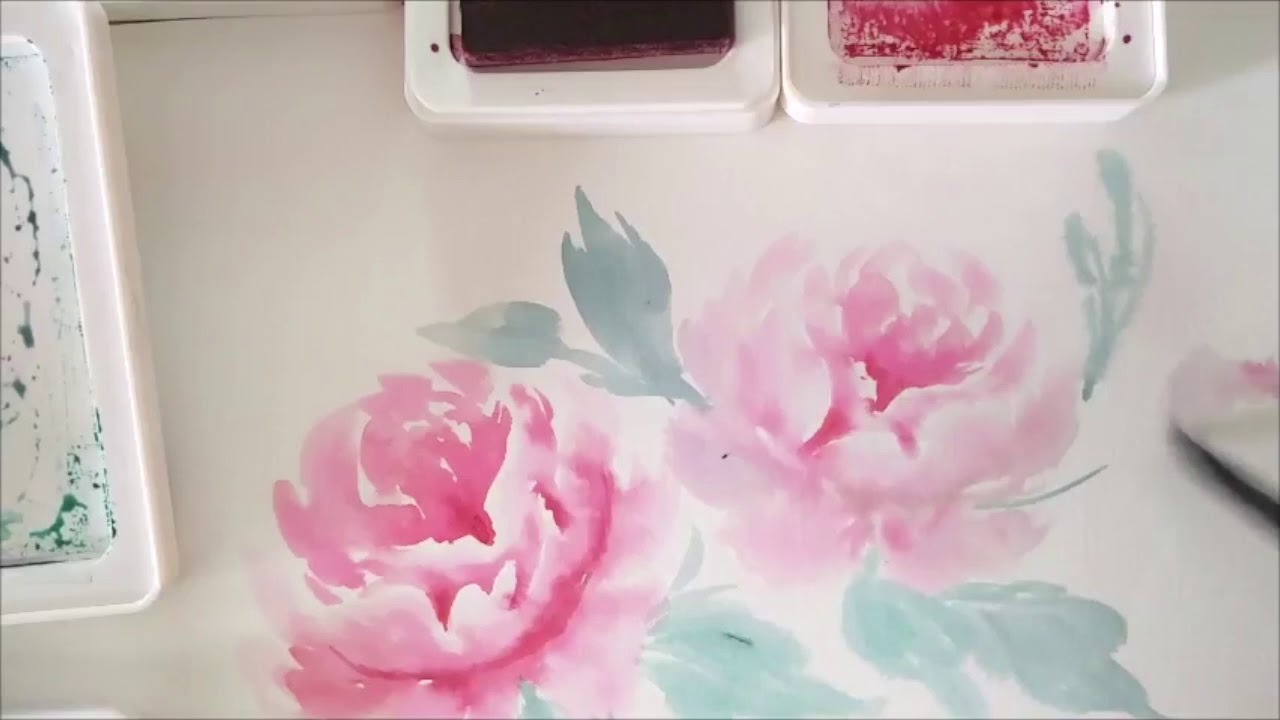 Peonies Painted With Dye Ink