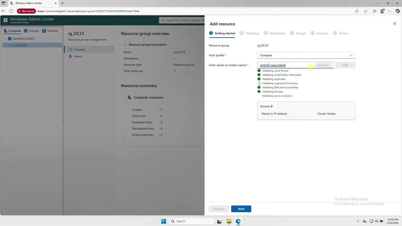 Windows Admin Center: Virtualization Mode - Detecting existing cluster membership