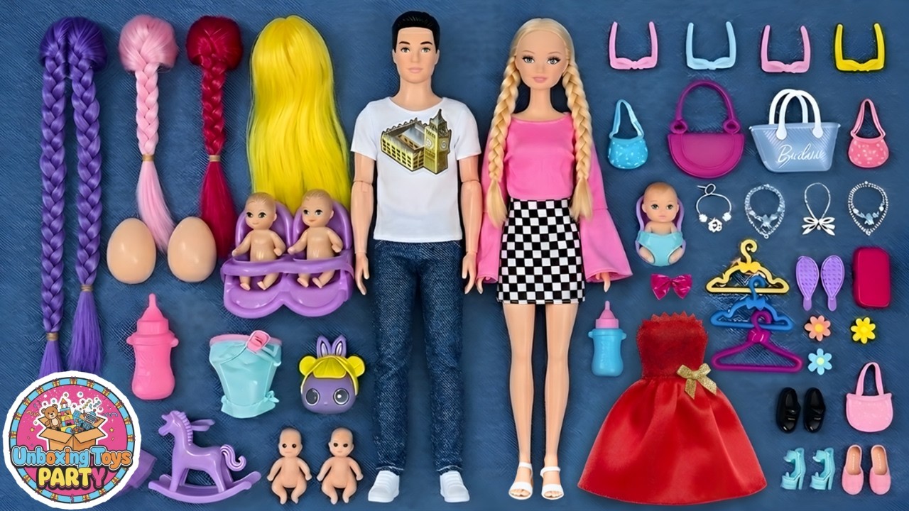 8 Minutes Satisfying with Unboxing Barbie Family Playset, Doll Dressup Set Toys ASMR | Review Toys