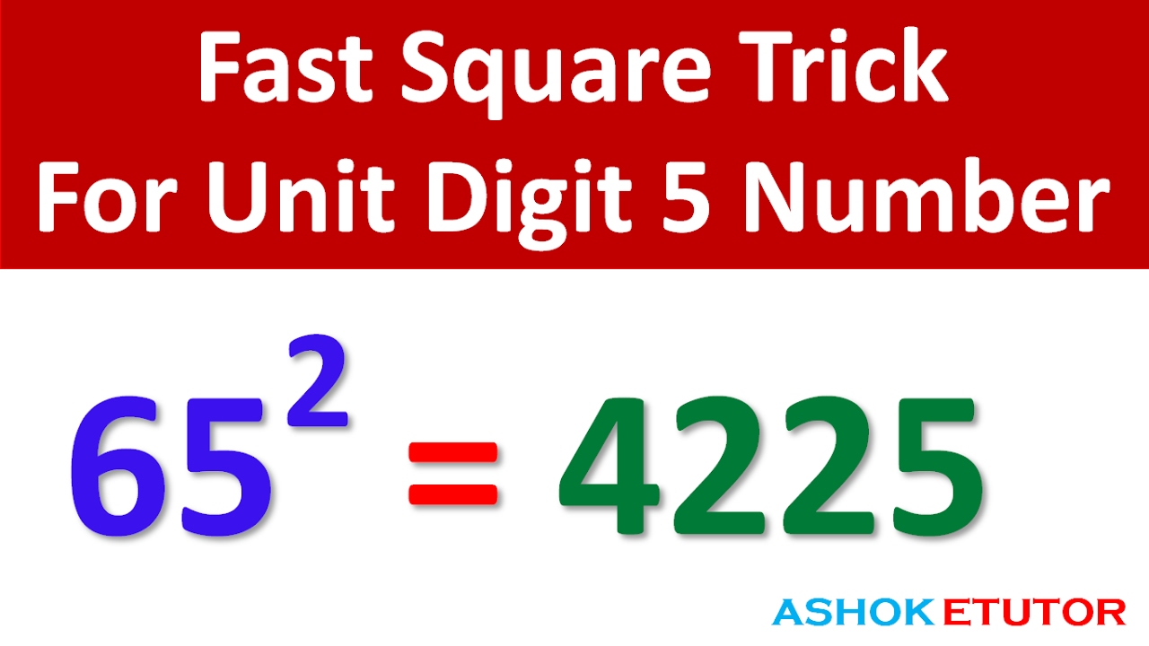 Fast Math Square Trick For Unit Digit 5 Numbers in your Mind -