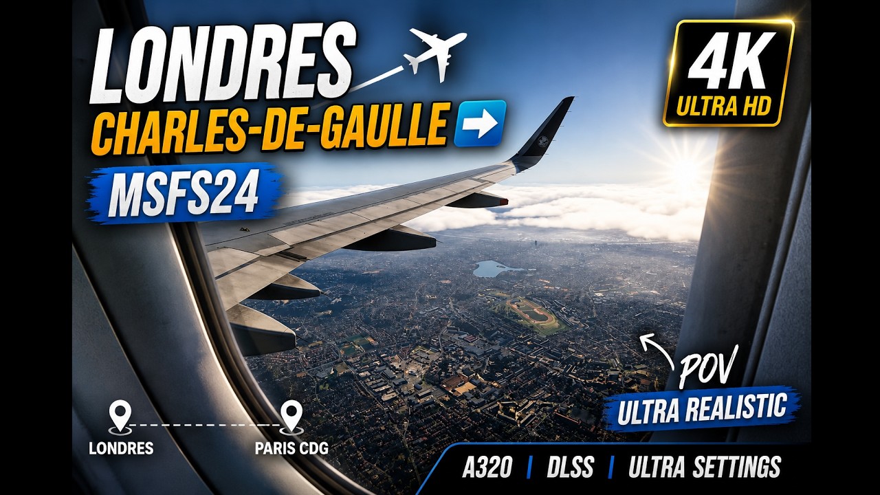 LONDRES ✈️  CHARLES-DE-GAULLE ➡️ MSFS24 || POV - 4K || DLSS || ULTRA REALISTIC - A320 ||