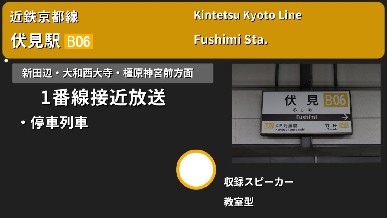 【駅放送】近鉄京都線伏見駅自動放送