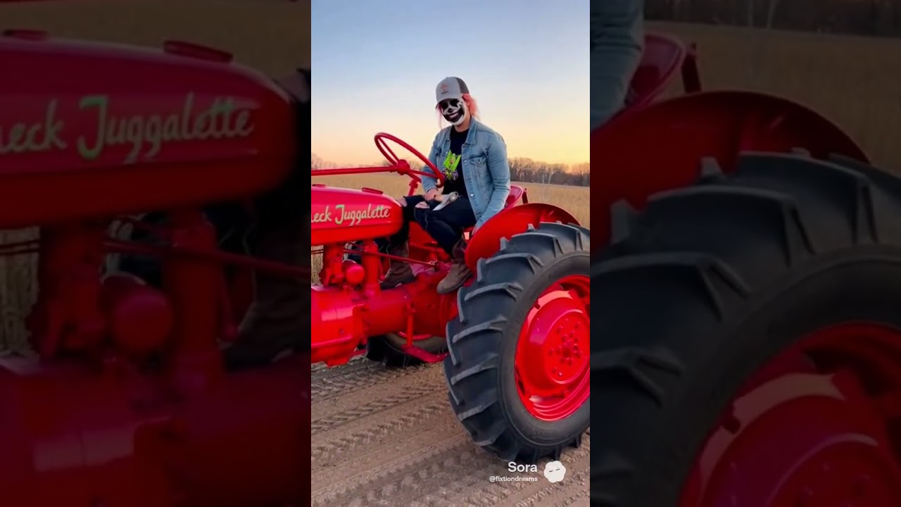 Redneck Juggalette shows tractor 