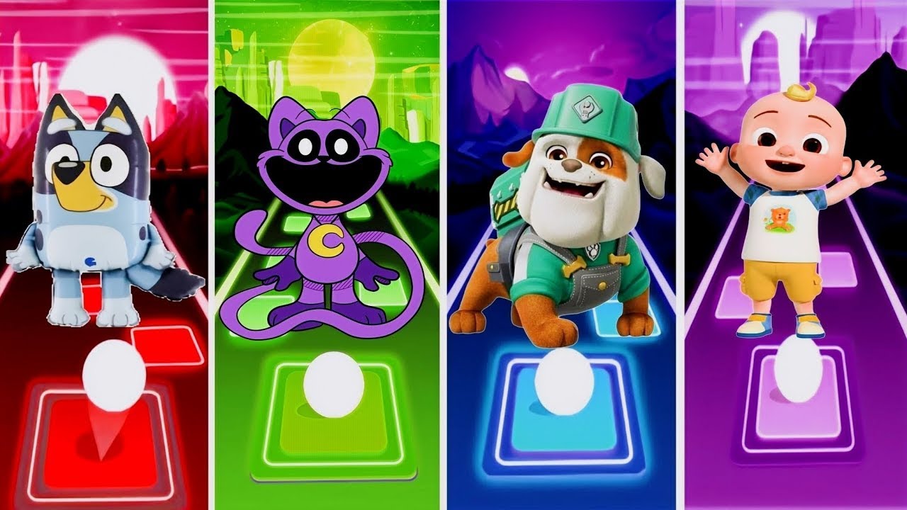 Bluey bingo VS Catnap VS Rubble VS Cocomilon paw patrol coffin dance tiles hop Edm Rush