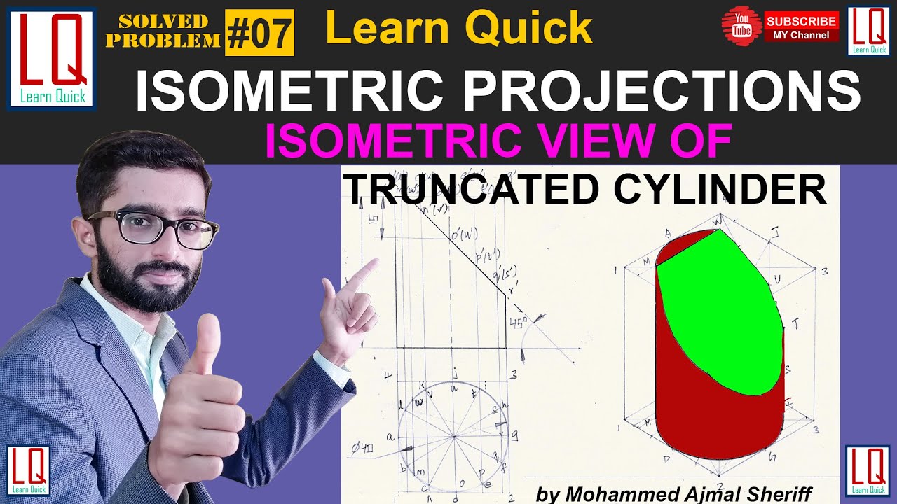 Isometric View of a Truncated Cylinder | Isometric Projection | Box Method | By Sheriff