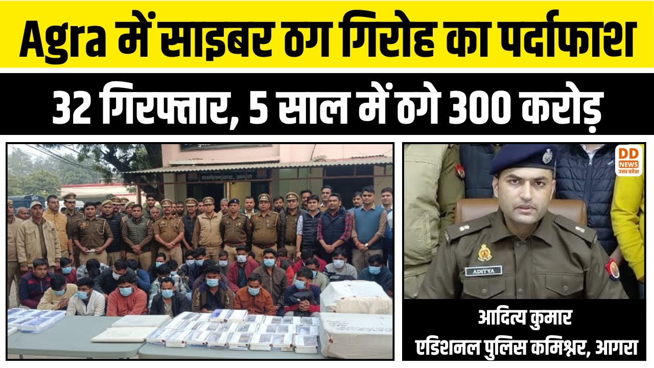 Agra में साइबर ठग गिरोह का पर्दाफाश,  32 गिरफ्तार, 5 साल में 300 करोड़ की ठगी | Cyber Alert
