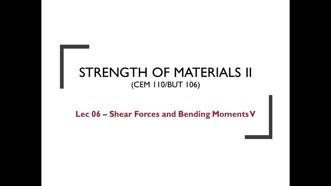 Lec 06 - Shear Forces & Bending Moments V (CEM)