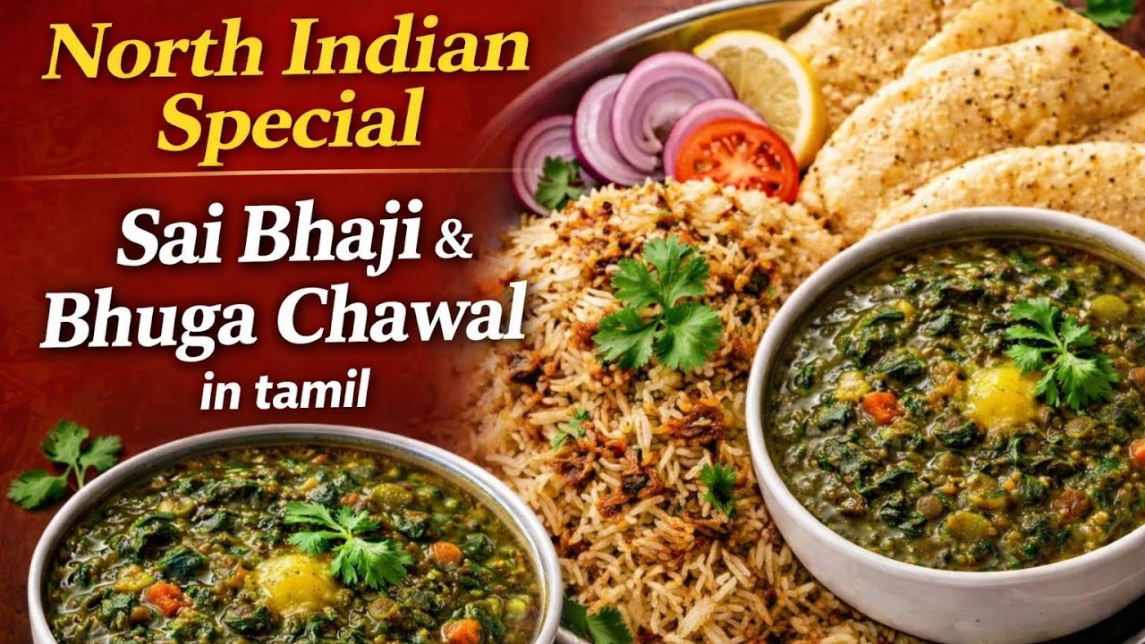 North Indian Special Sai Bhaji & Bhuga Chawal | Easy & Healthy Recipe in Tamil #easycooking #tamil