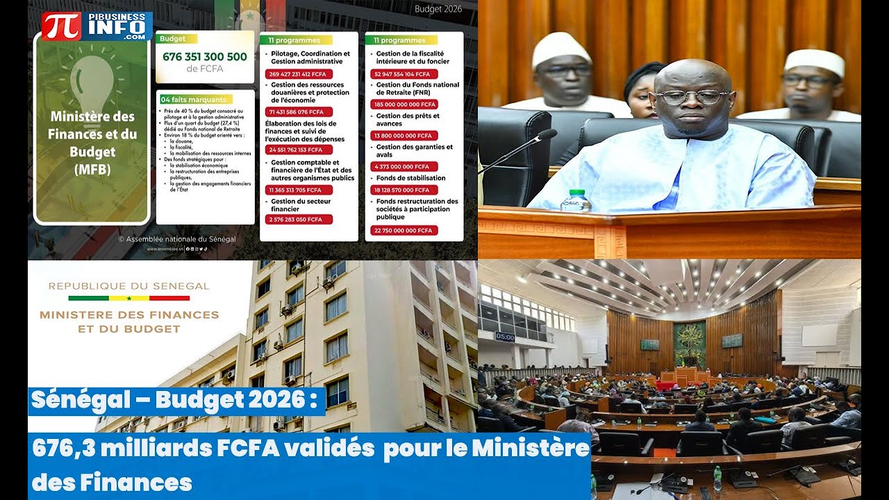 Senegal &ndash; 2026 Budget: 676.3 billion FCFA approved for the Ministry of Finance