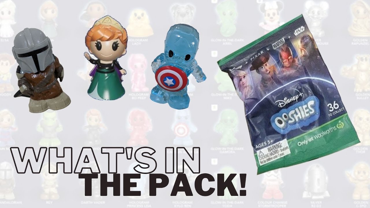 Disney+ Woolworths Ooshies What's In The Pack! 22 Packets Opened and Rare Glitter Elsa Ooshie Found!