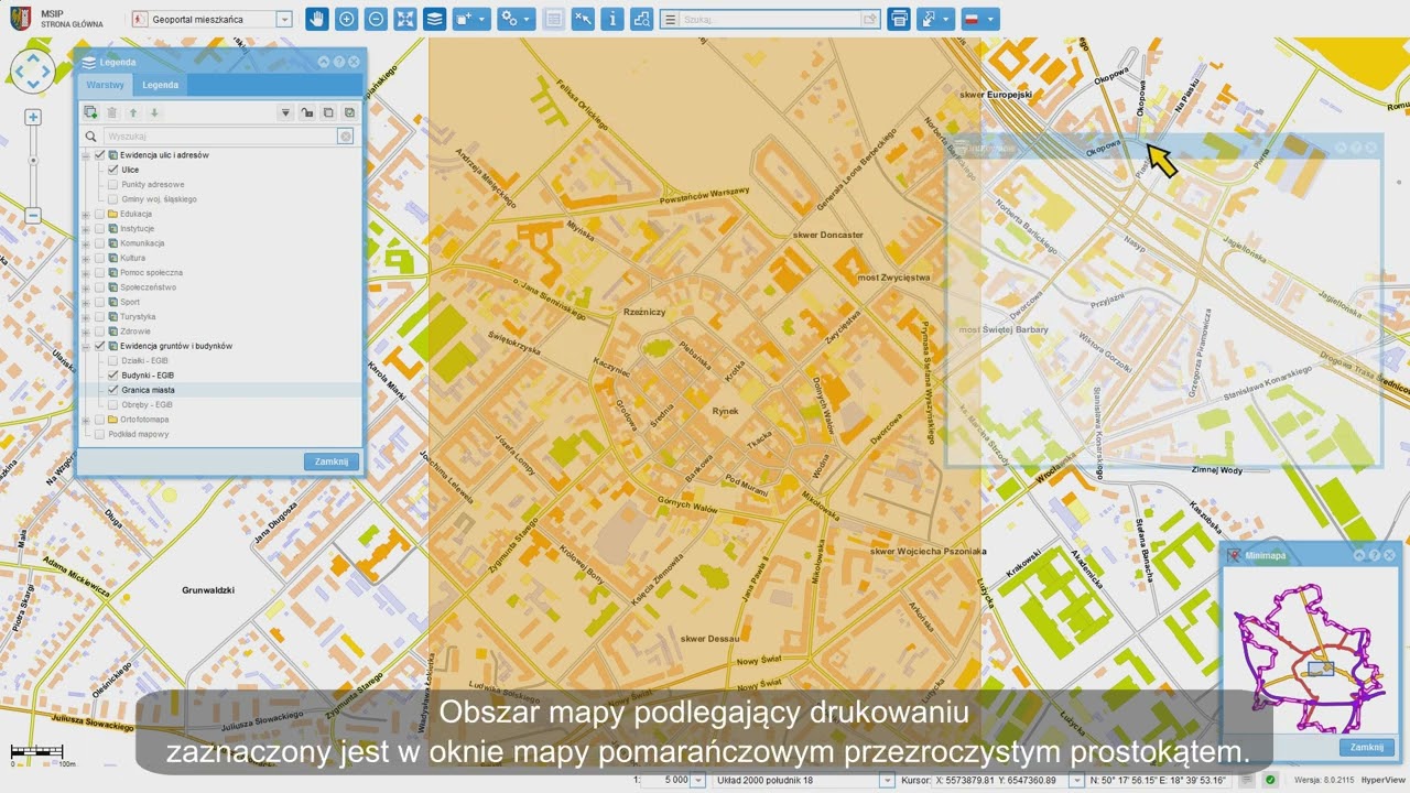 Jak wydrukować lub zapisać wybrany fragment mapy? MSIP Gliwice