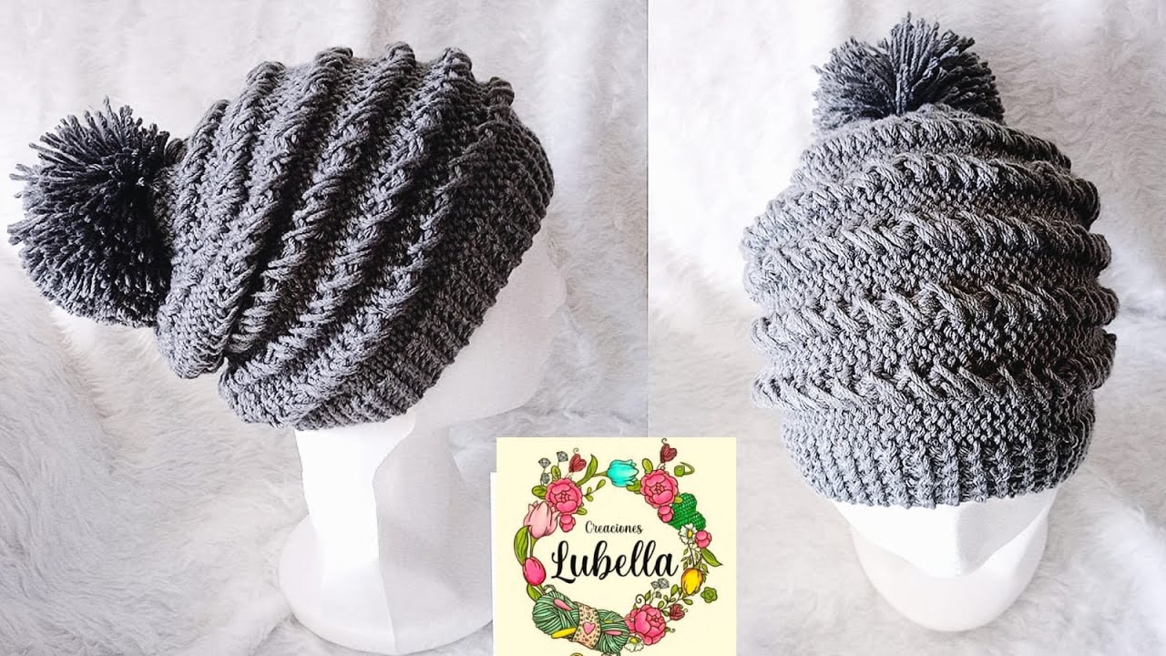Gorro con trenzas a dos agujas, fácil de hacer. #tejidos #gorros #crocheting