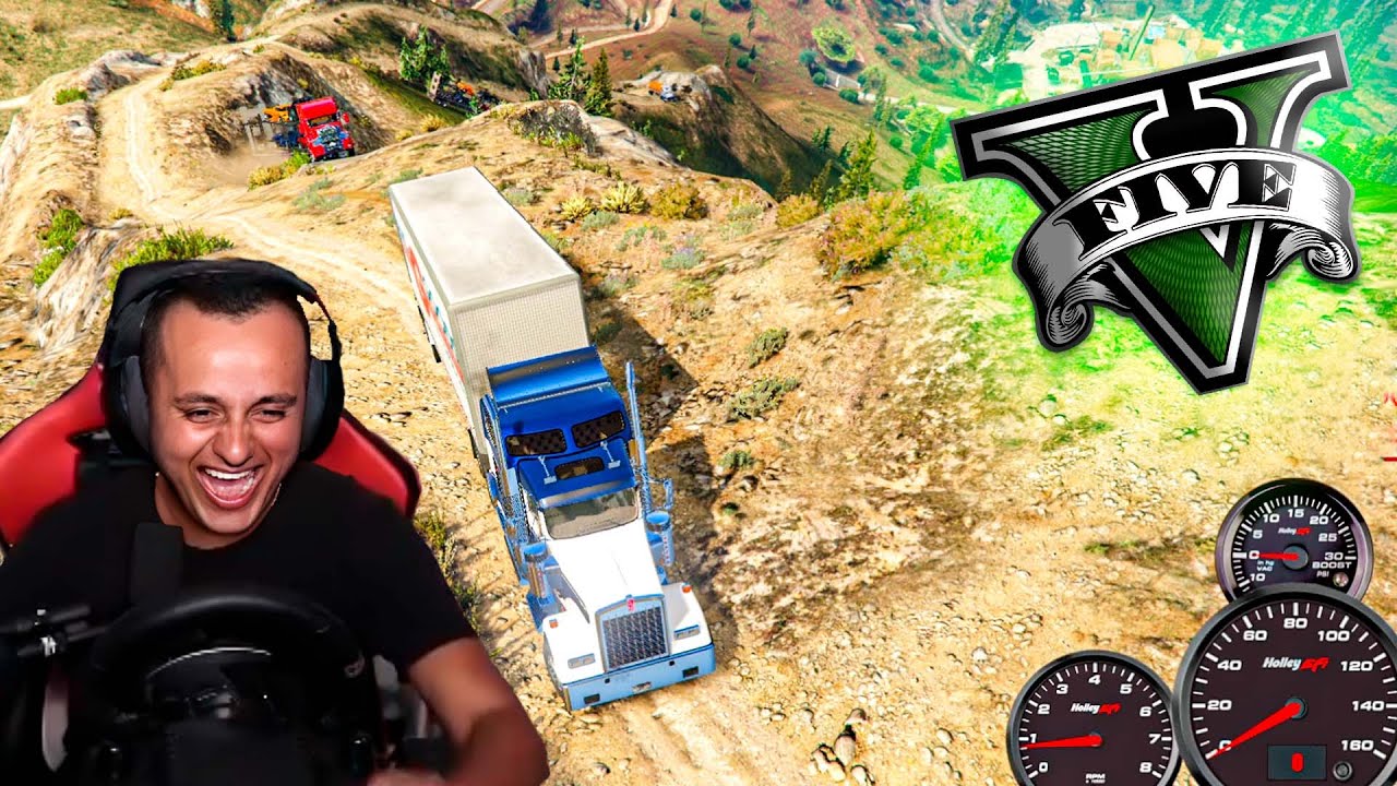 ¿¡LOGRAMOS SUBIR CAMIONES CON REMOLQUE AL MONTE CHILIAD!? | GTA V CON VOLANTE 🚛