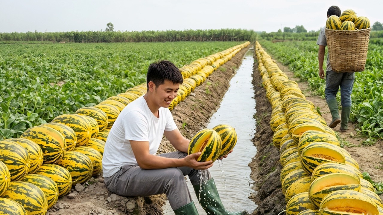Country Life: Harvesting 100+ Cucumis melo, Fresh Harvest Goes to the Market