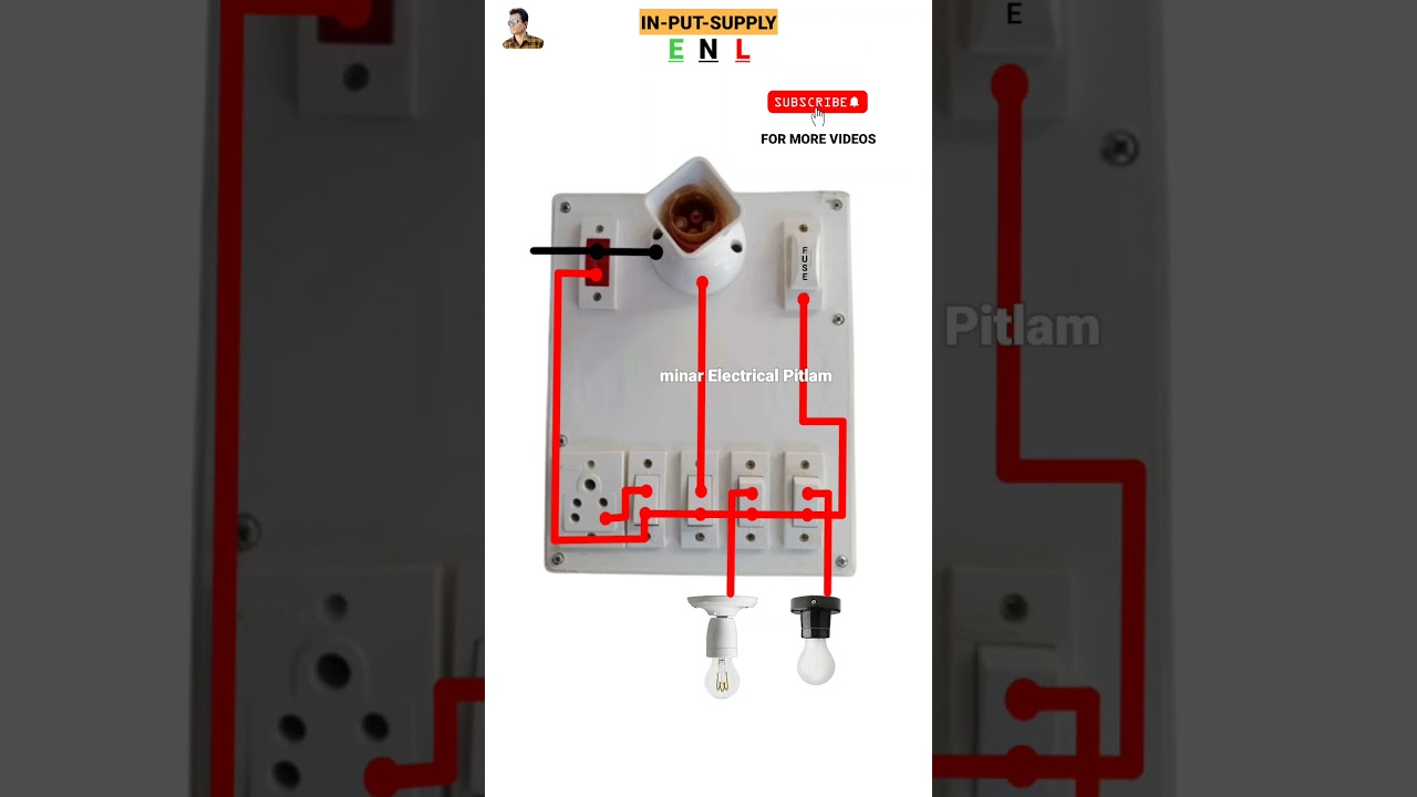 1 Fuse 1 Indicator 4 Switch 1 Socket 3 Holders Connection Diagram #housewiring #shortsviral