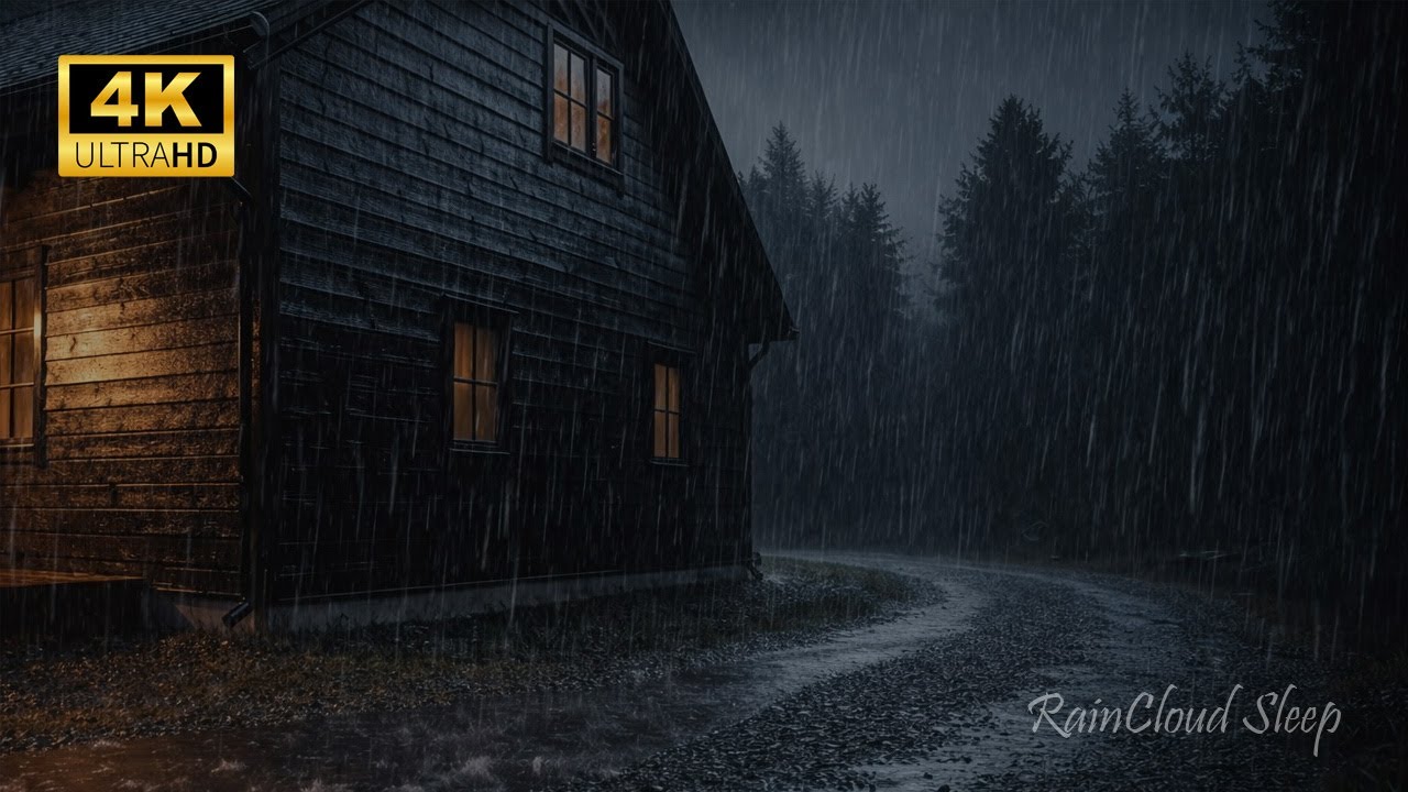 Heavy Rain on Dark Wood Cabin 🌧️ Deep Sleep, Study, Focus | 10 HOURS Cabin Isolation Ambience
