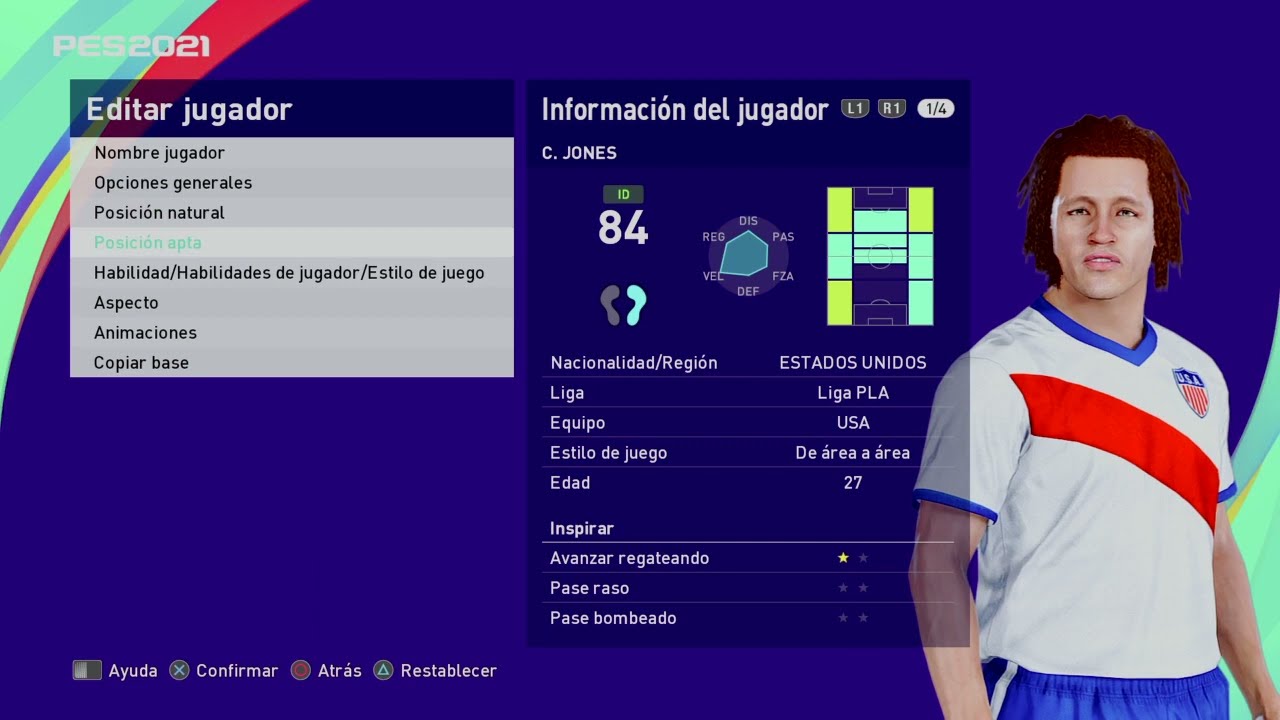 Cobi N'Gai Jones - PES Clasico (Face, Body& Stats)