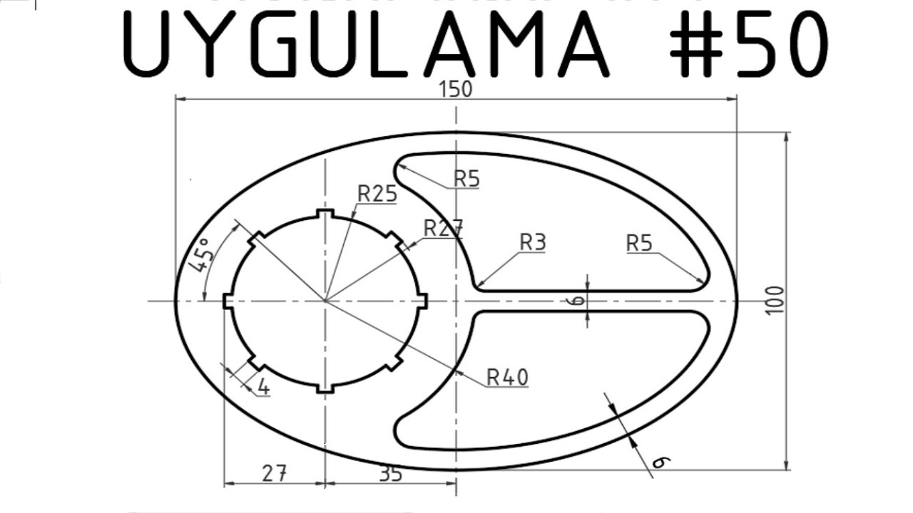 Autocad 2 Boyutlu Çizim  Uygulaması #50