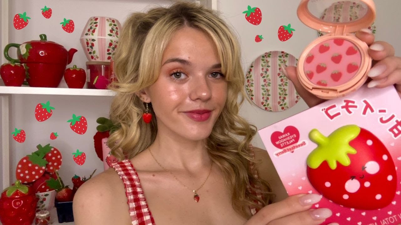 ASMR Giving You A 1h Berry Sweet Makeover 🍓🧺 (skincare, makeup, hair, +overlay sounds) 🌿