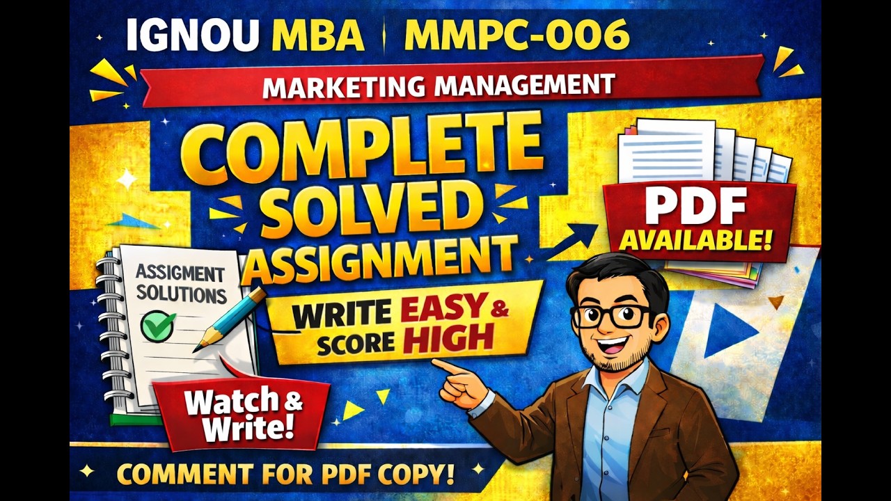 IGNOU MBA MMPC-006 Solved Assignment 2026 | Marketing Management | Easy Answers + PDF