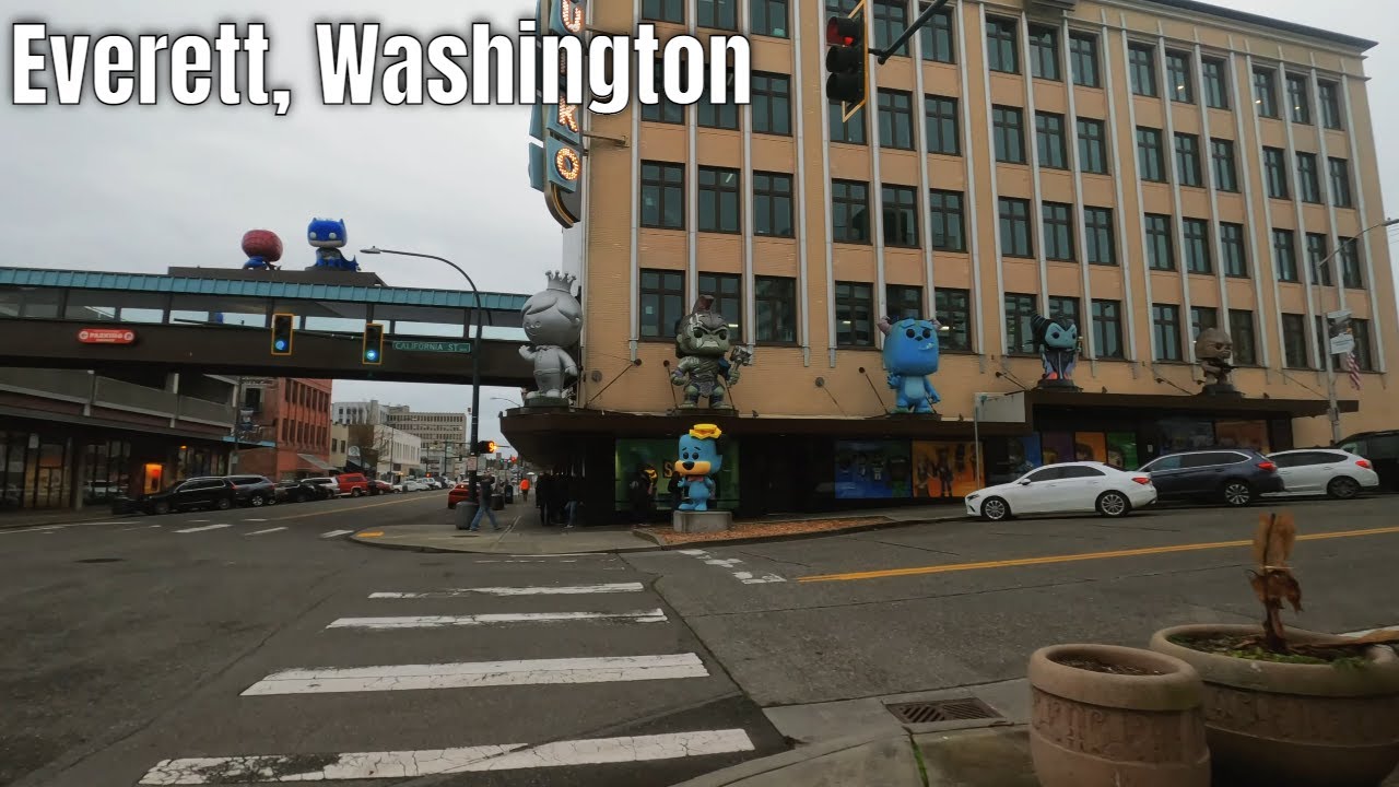 Downtown Everett, Washington Walk 4k