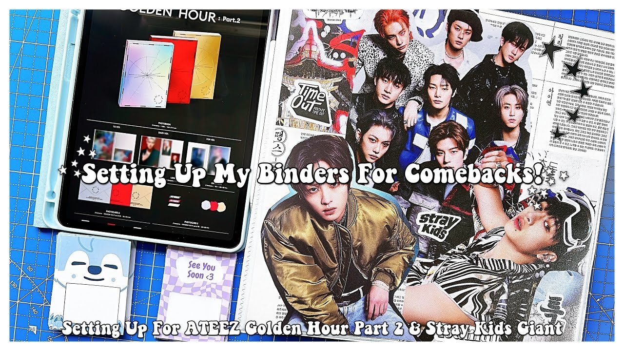 Setting Up My Binders For Comebacks! ✰ ATEEZ Golden Hour Pt 2 and Stray Kids Giant