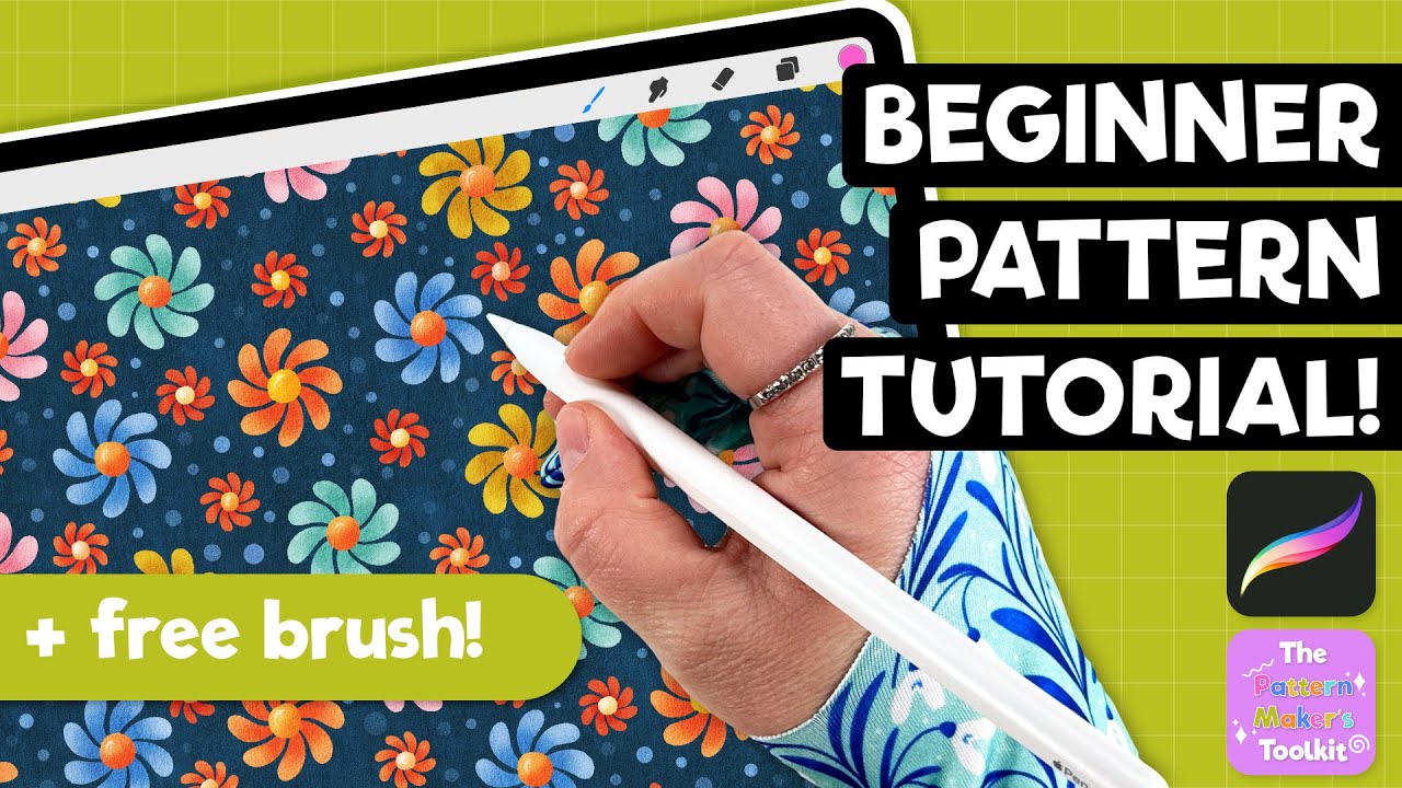 Урок по созданию бесшовного узора Procreate для начинающих | Шаблон с 5 мотивами, вышитыми ромбами