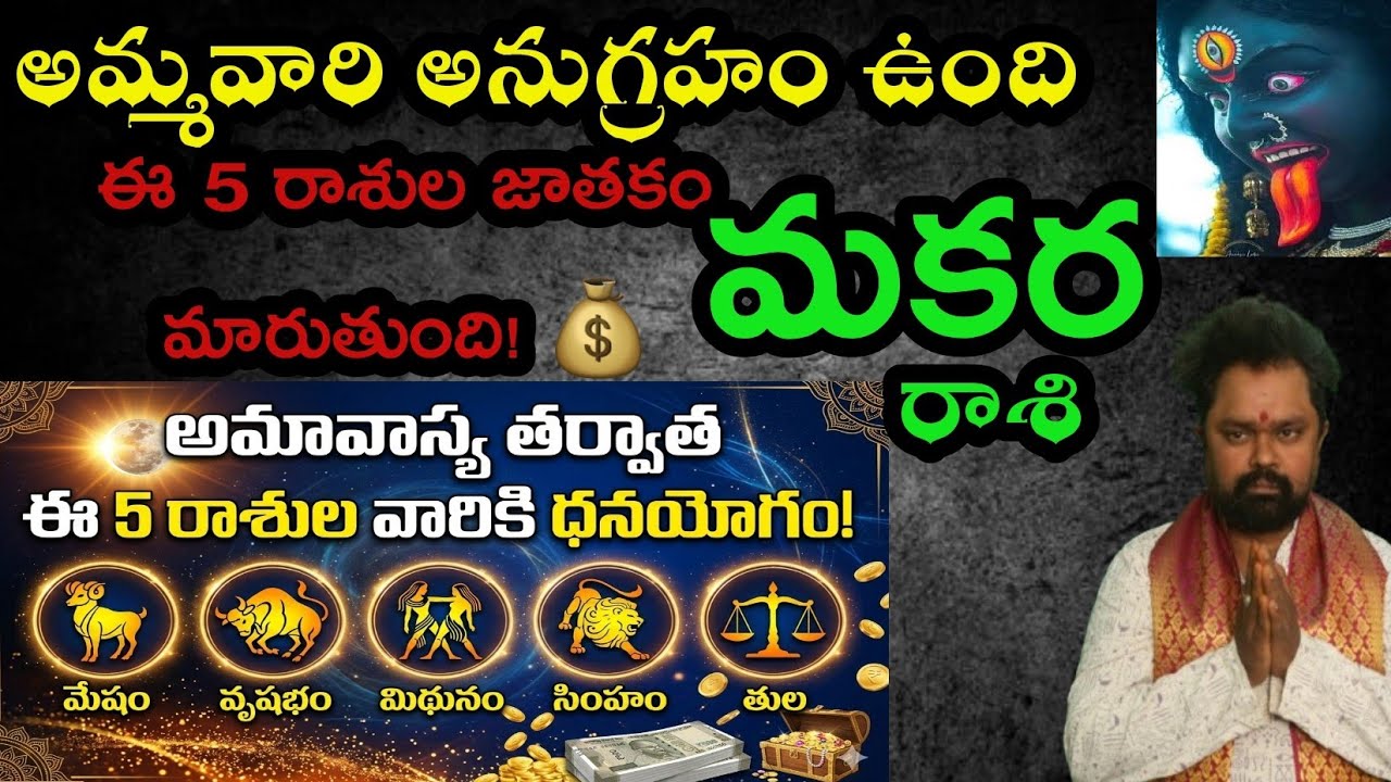 మకర రాశి వారికీ అమ్మవారి అనుగ్రహం ఉంది  ఈ అమావాస్య తర్వాత  ఈ 5 రాశుల వారికి ధనయోగాలు 
