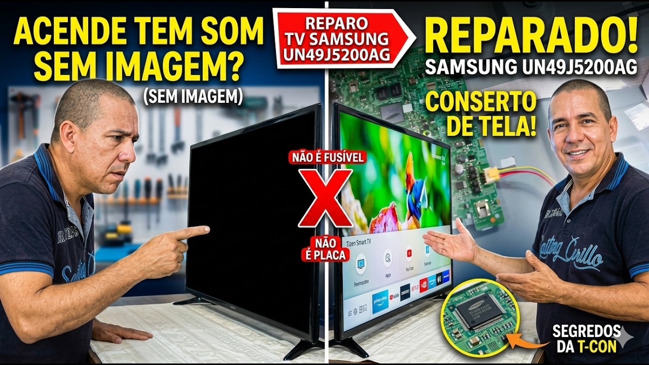 TV SAMSUNG UN49J5200AG LED ACENDE  TEM SOM SEM IMAGEM?.#consertasereno