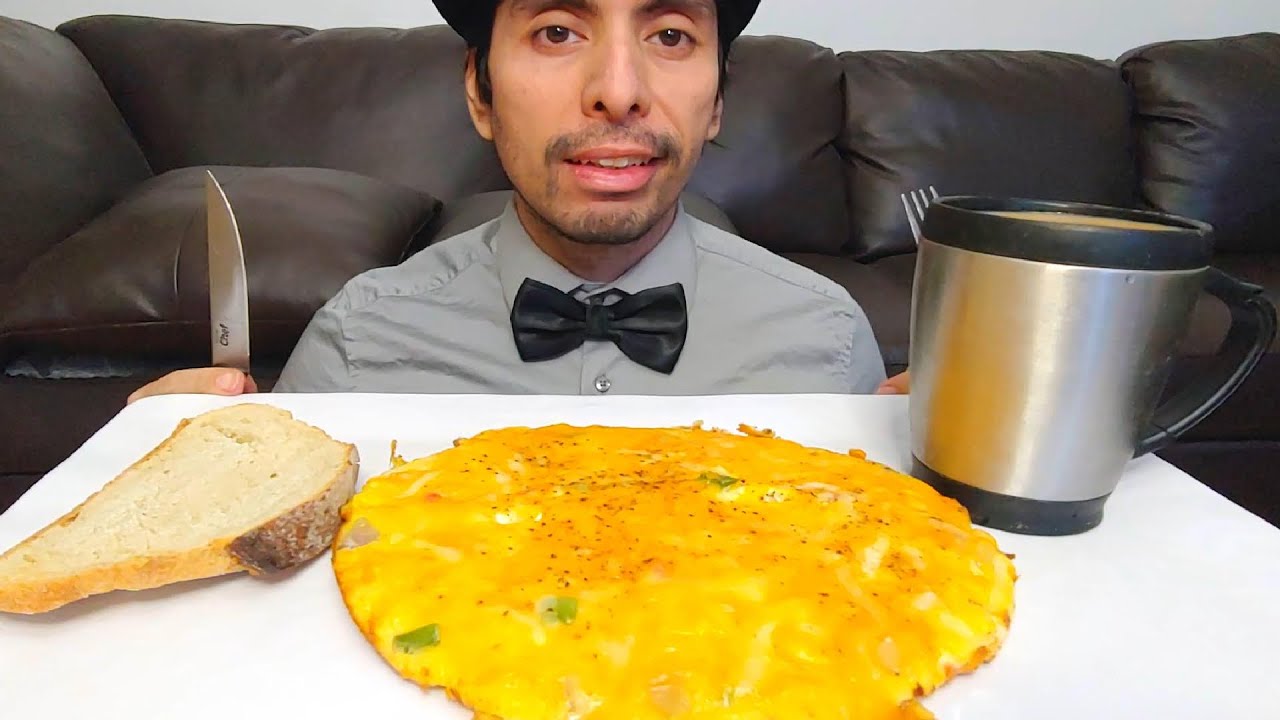 CHEESE ONIONS, BELLE PEPPERS EGG OMELETTE BREAKFAST MUKBANG EATING SHOW