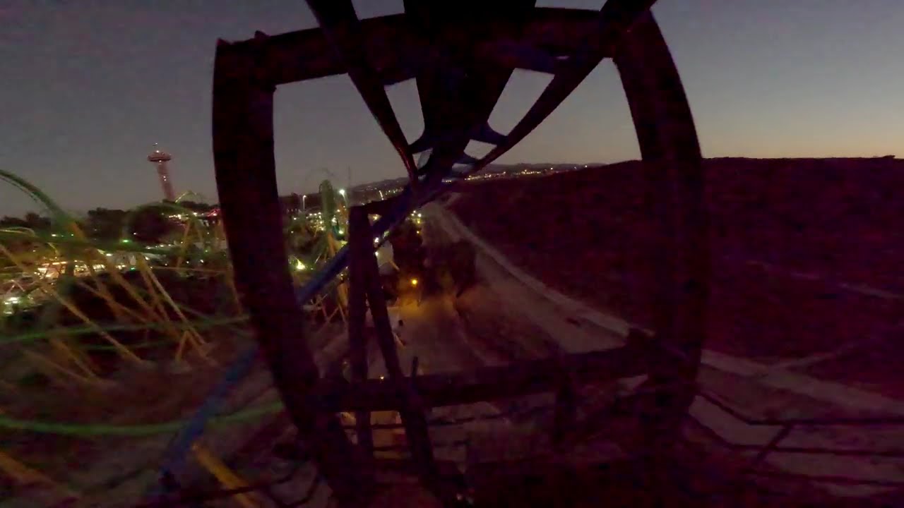 Batman the Ride: On-Ride Hypersmooth 5.0 Night POV Inverted Coaster Six Flags Magic Mountain CA 2025