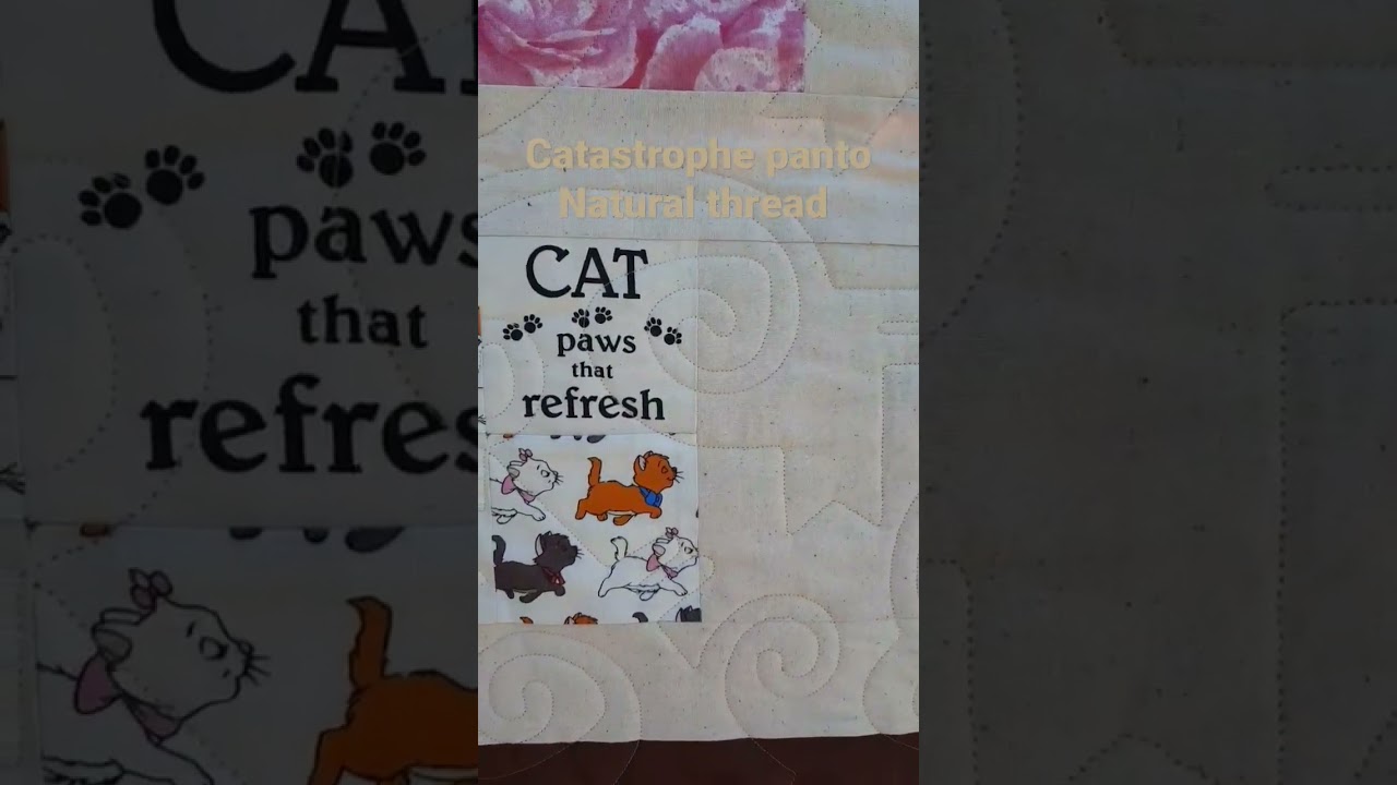 Melissa's quilt for a friend, who likes cats. Catastrophe pantograph, natural thread colour