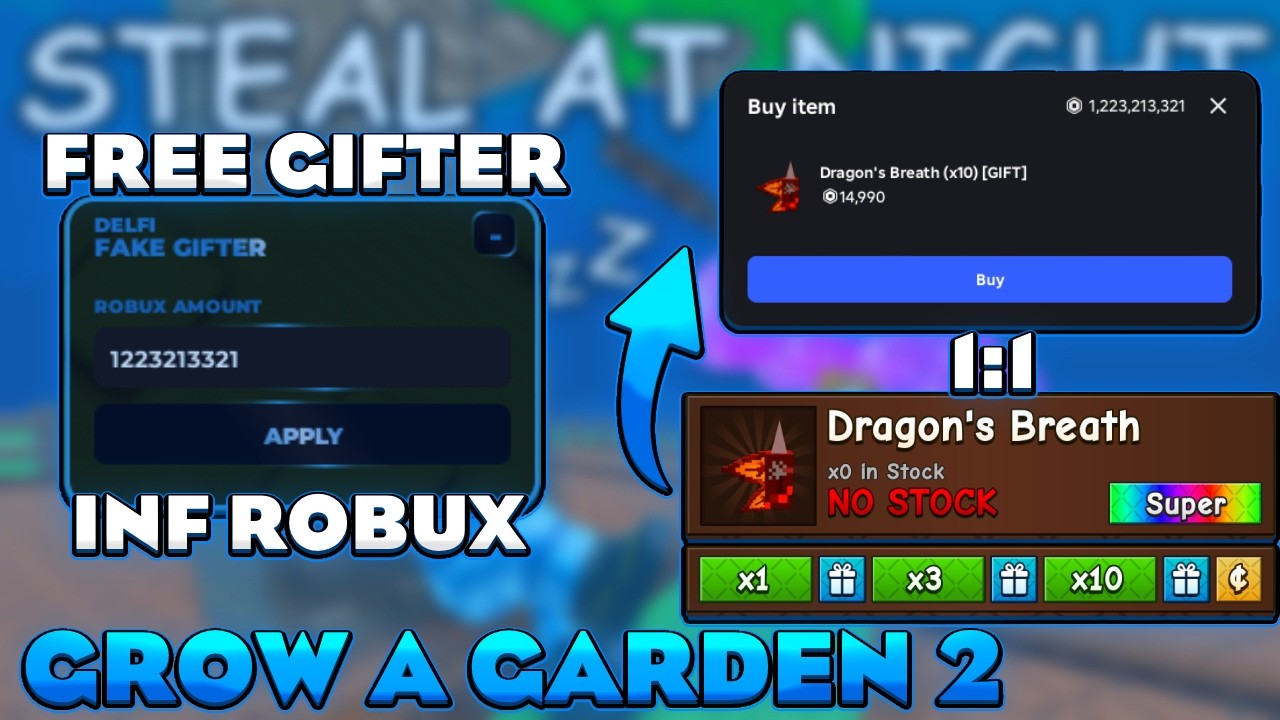 [💸GAMEPASS GIFTER] Grow A Garden 2 Script - Inf Robux, Free Gifter, 1:1