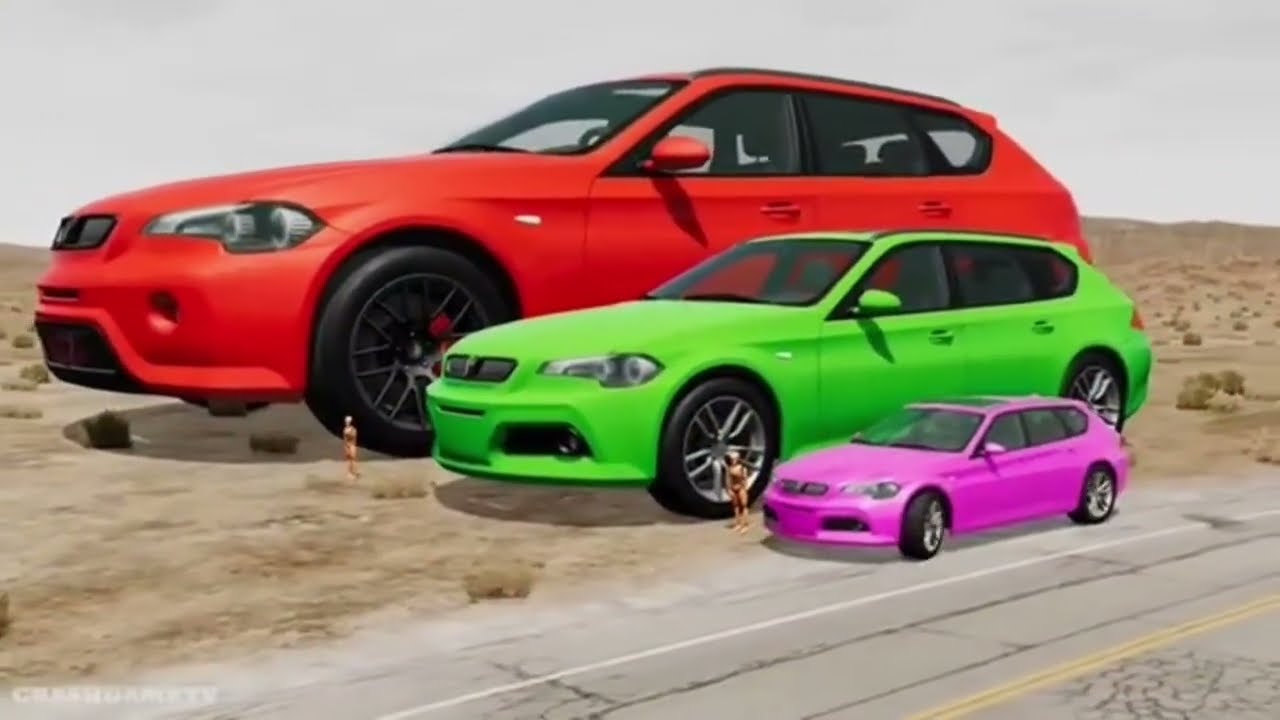Small to Giant Cars vs Train and Rail - BeamNG.drive