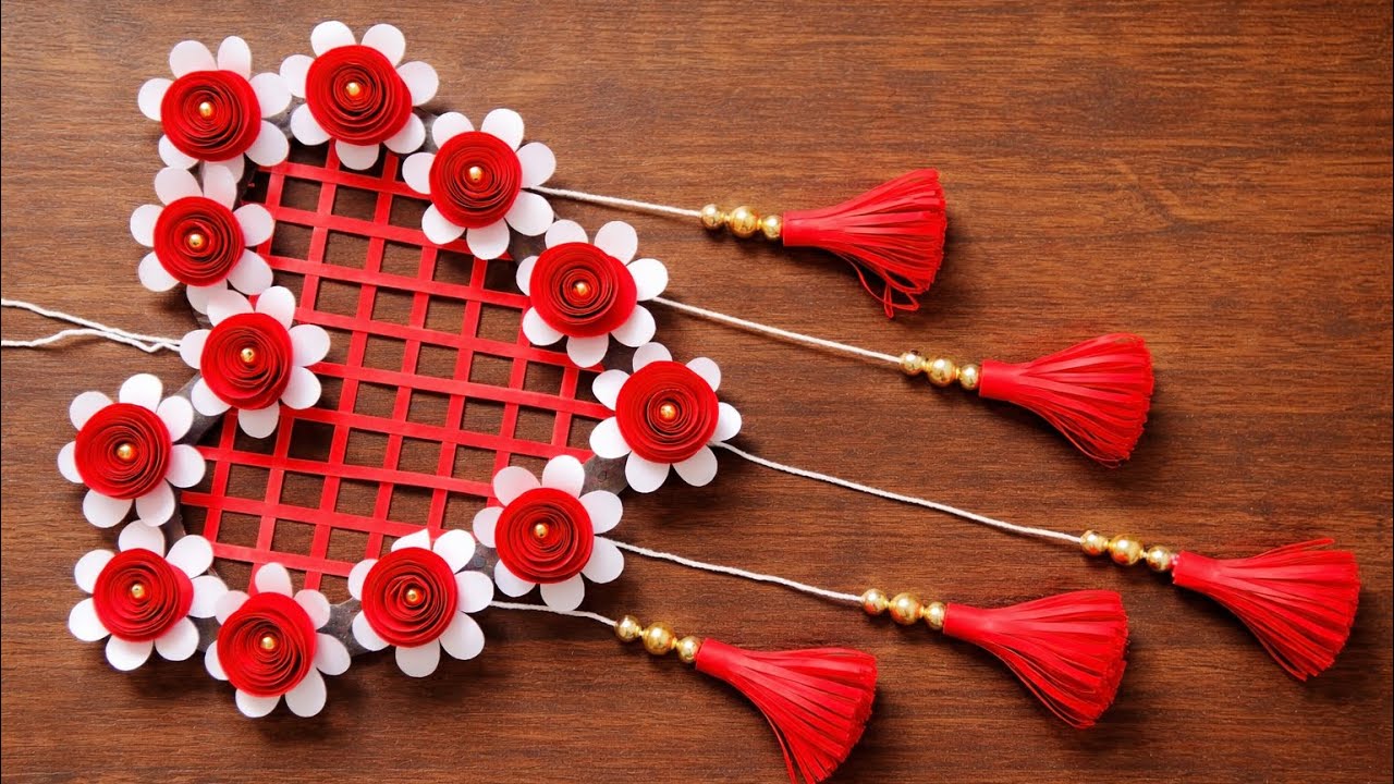 Quick & Easy Paper Wall Hanging Ideas / Heart Flower Wall decor / paper flowers #diy #craft 