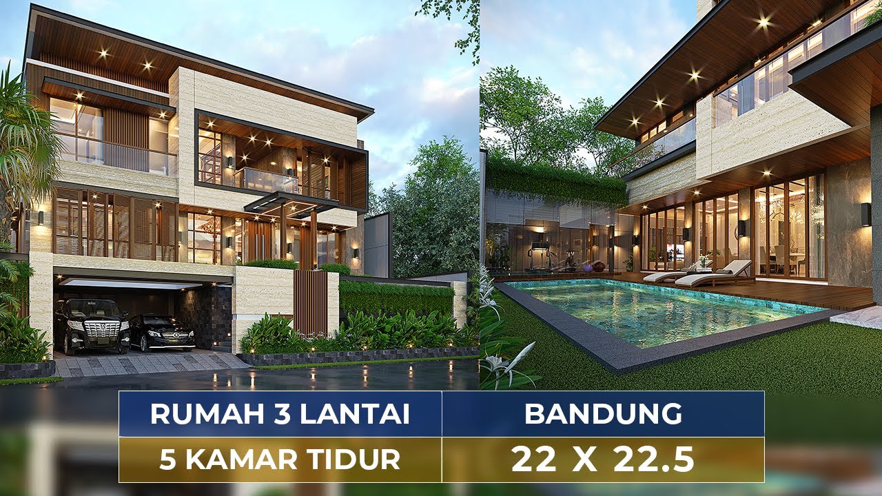 DESAIN RUMAH MEWAH STYLE MODERN DENGAN 5 KAMAR TIDUR DAN SWIMMING POOL DI BANDUNG!! - JASA DESAIN