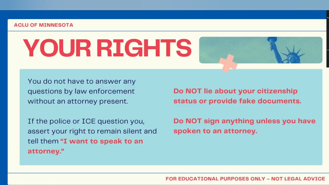 Know your Rights Presentation by ACLU Jan 2026